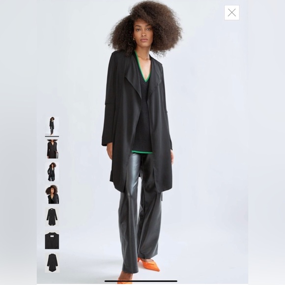 Babaton Aritzia Black Lightweight Flowy Trench Coat Small - Picture 2 of 8